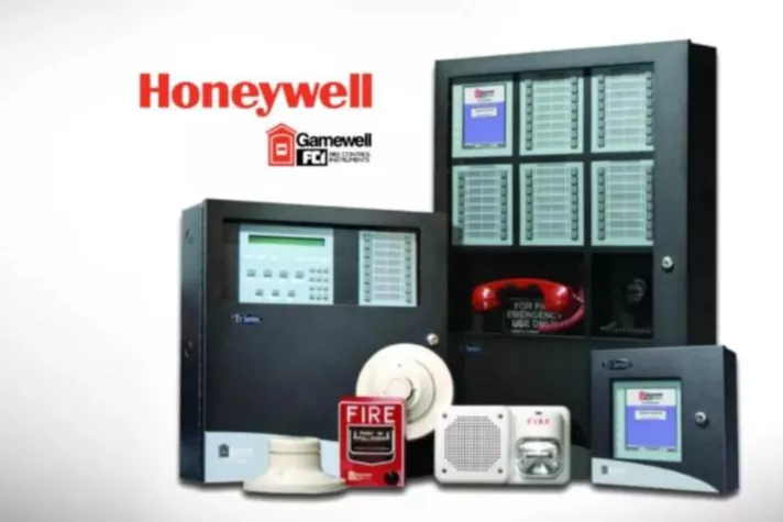 Honeywell Gamewell-FCI fire alarm system with control panels and notification devices